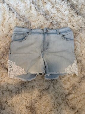 Cat & Jack Light Blue Denim Shorts with White Lace